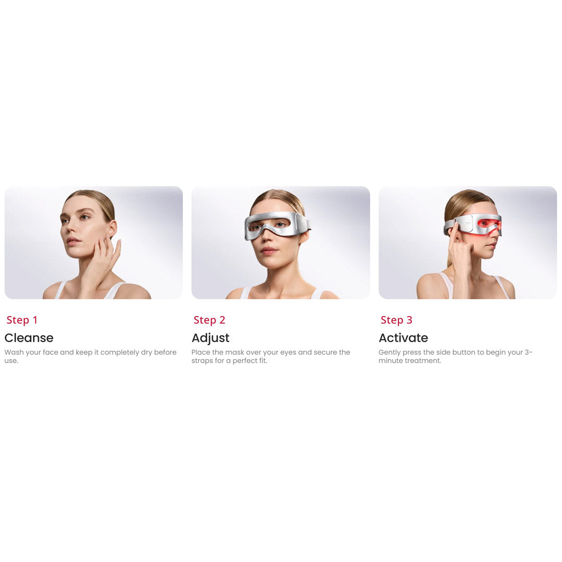 AMIRO Spectra LED Light Eye Mask W/ Eye Mask - Silver Grey