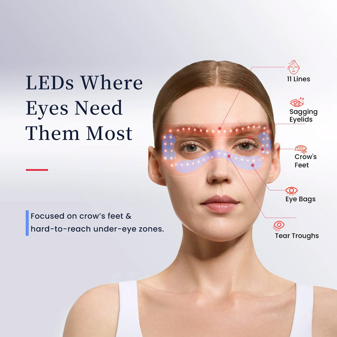 AMIRO Spectra LED Light Eye Mask W/ Eye Mask - Silver Grey