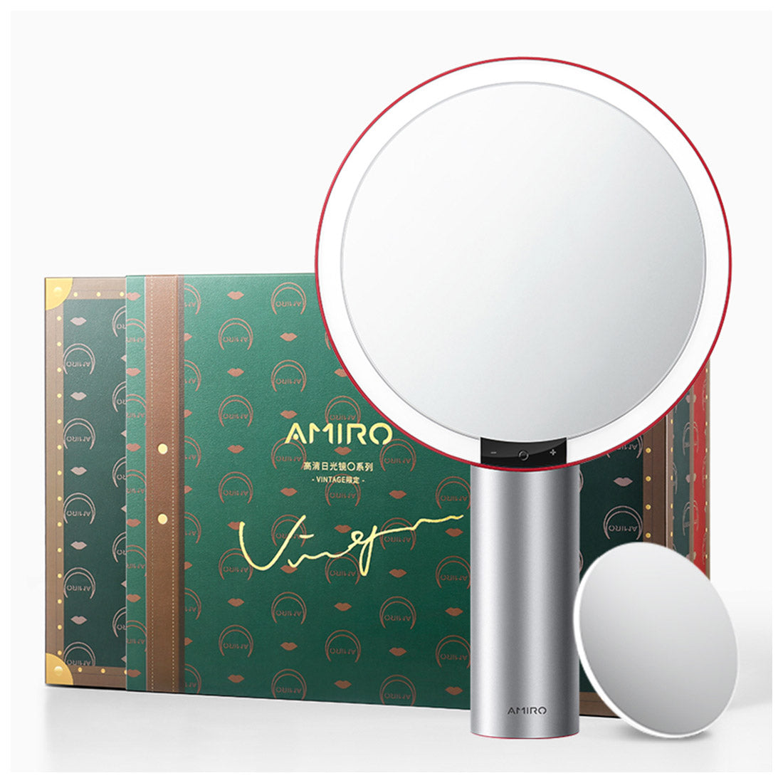 AMIRO Oath O2 LED Auto Illuminate Vanity Mirror (Limited Vintage Edition) - Red/Silver