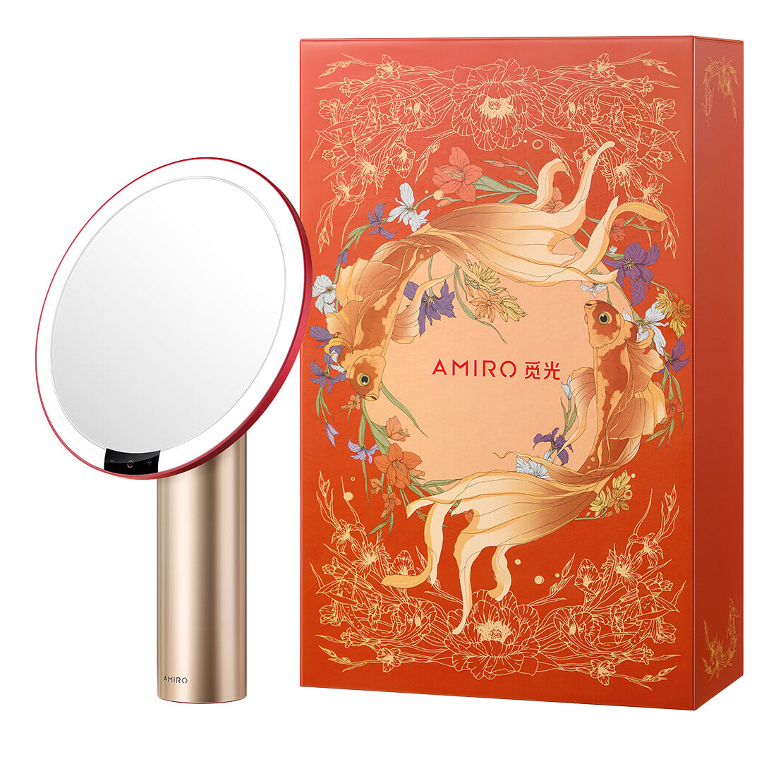 AMIRO Oath O2 LED Auto Illuminate Vanity Mirror Oriental Dynasty Edition (AML009AF, CN) - Red/Gold
