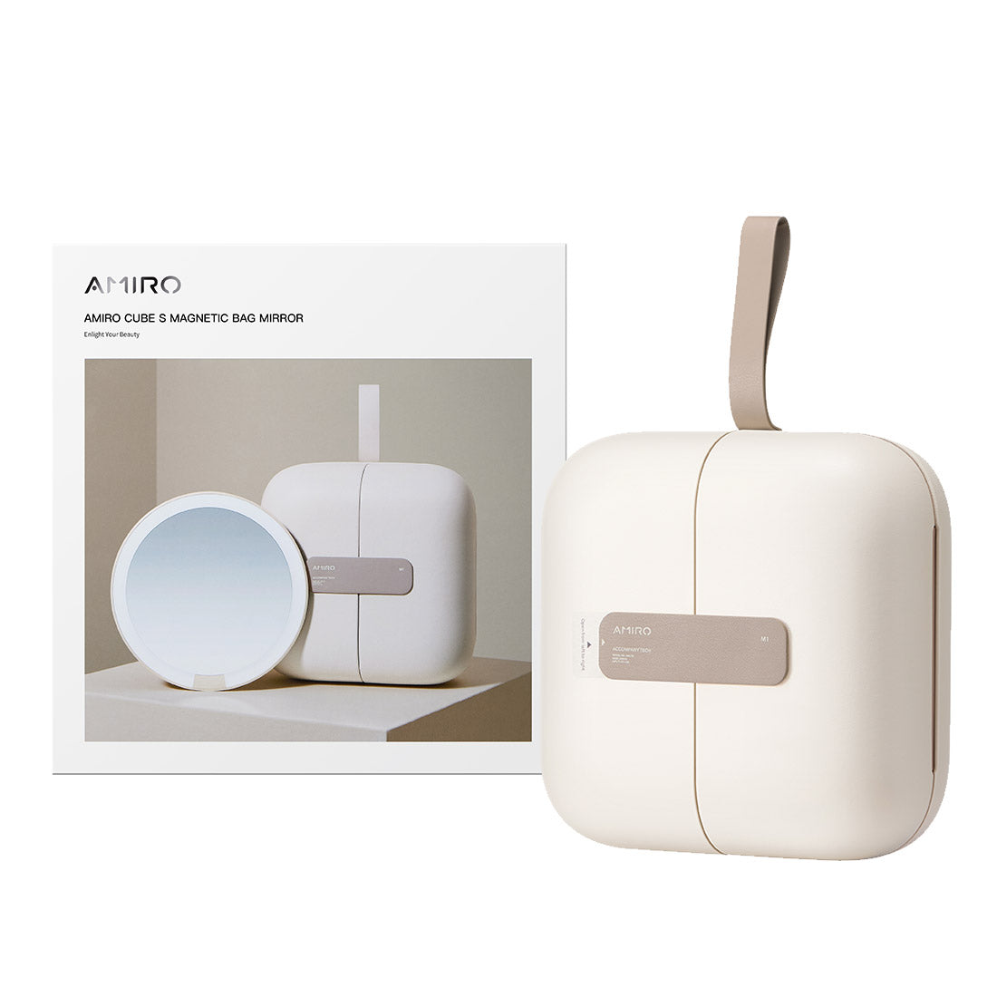 AMIRO Cube S Portable LED Magnetic Bag Mirror - White